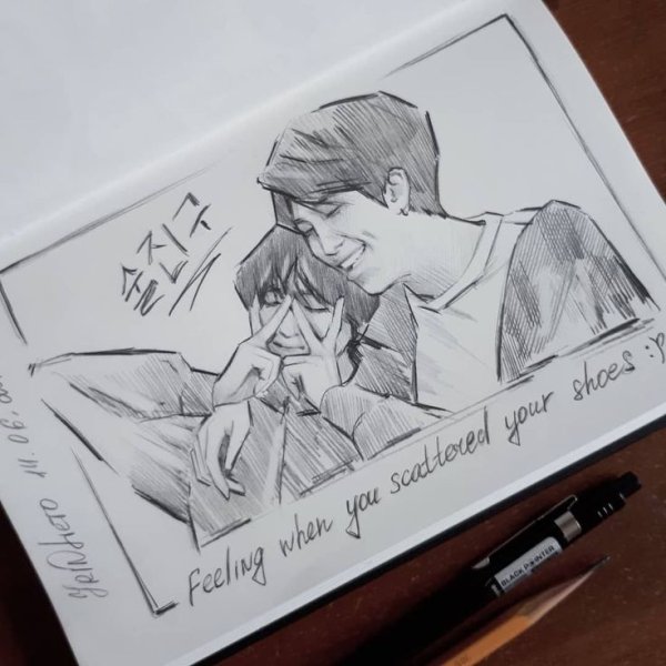 БТС аниме Джин карандашом