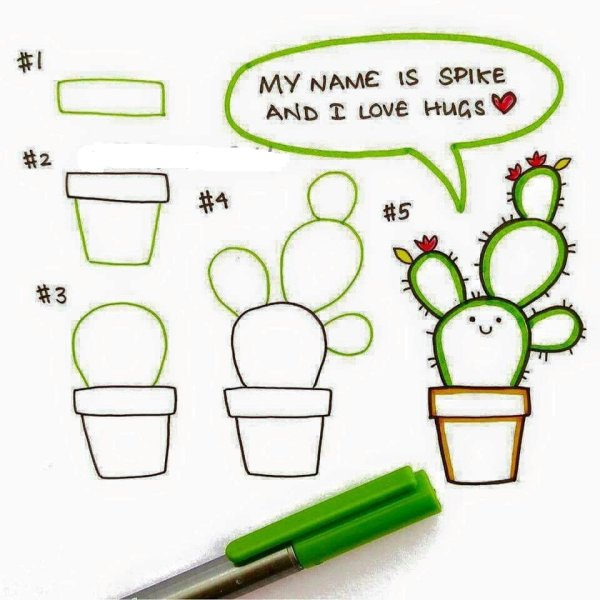 Картинки кактуса для срисовки