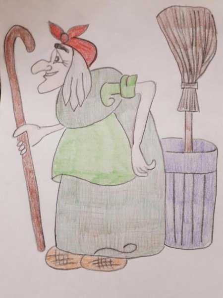 Баба Яга в ступе пошагово