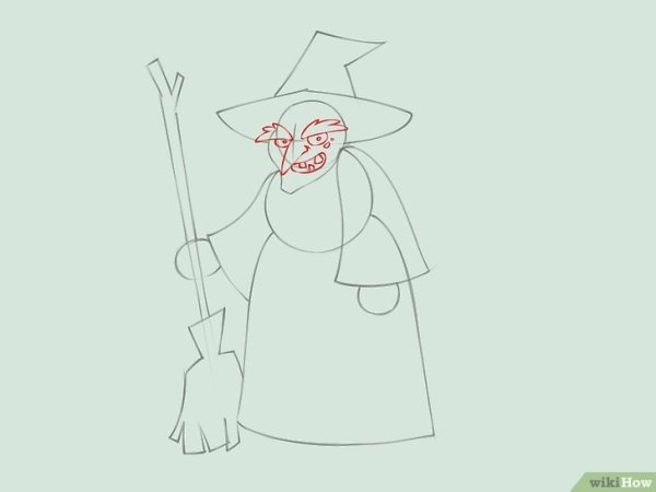 Баба Яга рисунок карандашом