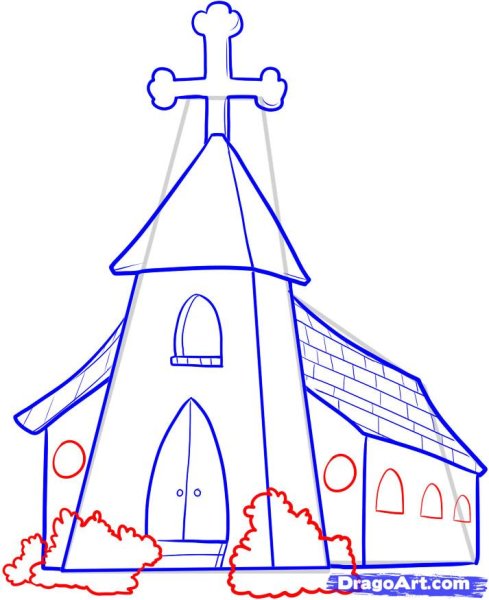 Трафарет Церковь для детей