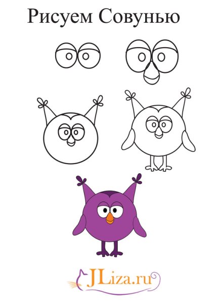 Рисунки поэтапно Смешарики