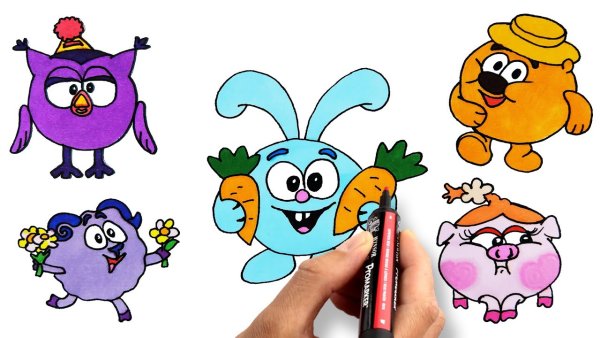 Как нарисовать Нюшу из смешариков