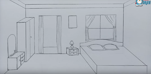 Комната карандашом для срисовки