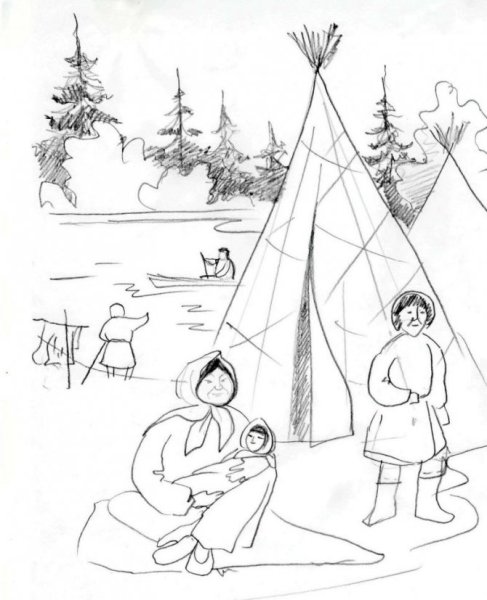 Чум Ханты и манси рисунок