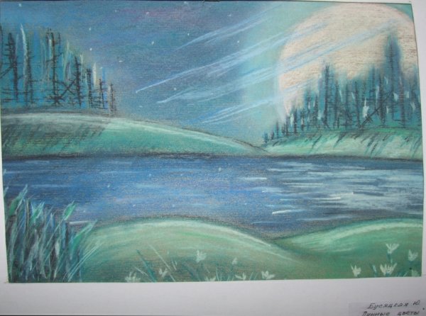 Родные пейзажи цветными карандашами