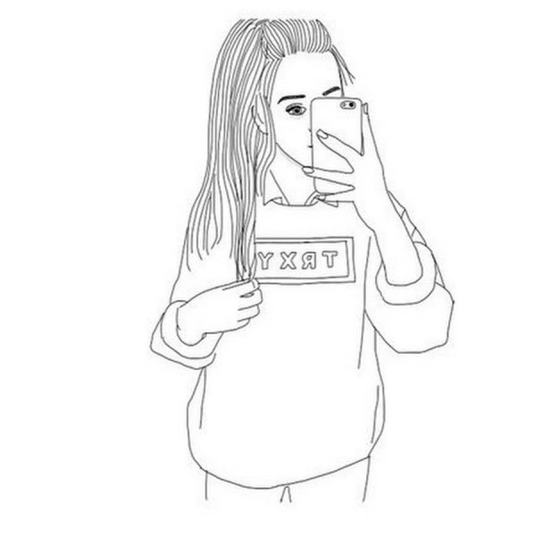 Рисунки для срисовки девушки с айфоном