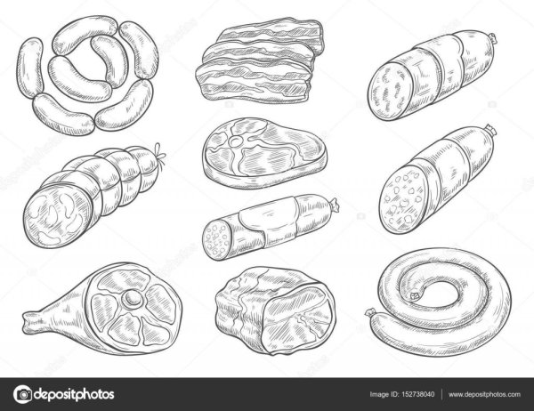 Колбаса сосиски вектор