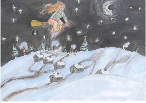 Рисунок на тему ночь перед Рождеством