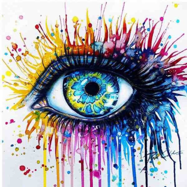 Разноцветный глаз акварелью