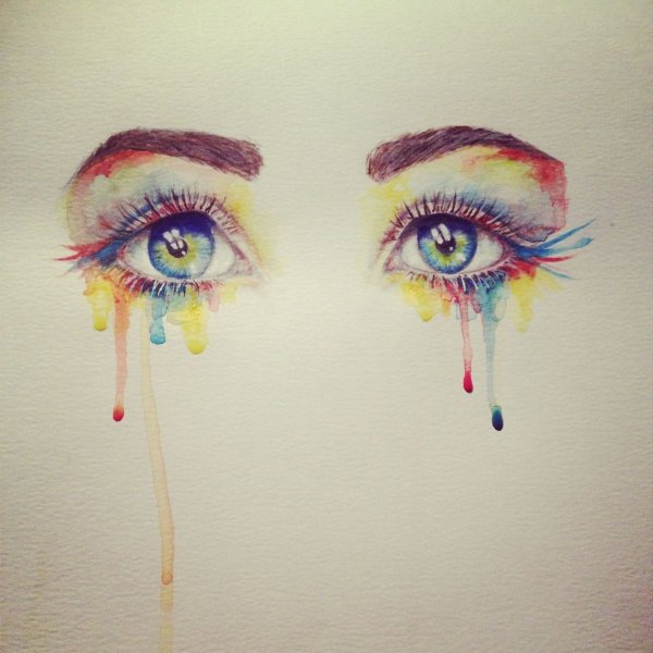 Глаз цветными карандашами