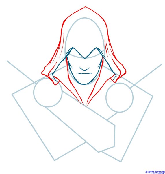 Рисунок ассасина карандашом поэтапно