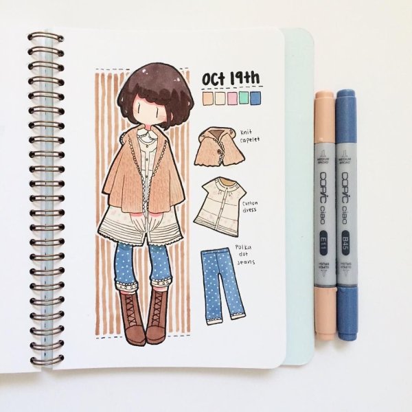 Рисунок в скетчбук легкий маркерами