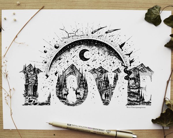 Рисунок леттеринг иллюстрация