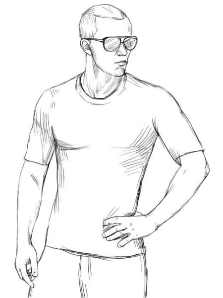 Лицо в профиль карандашом мужское