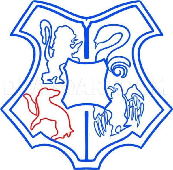 Нарисовать герб Хогвартса