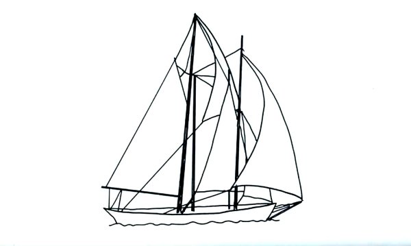 Парусная яхта карандашом