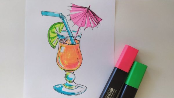 Рисунки для срисовки коктейль