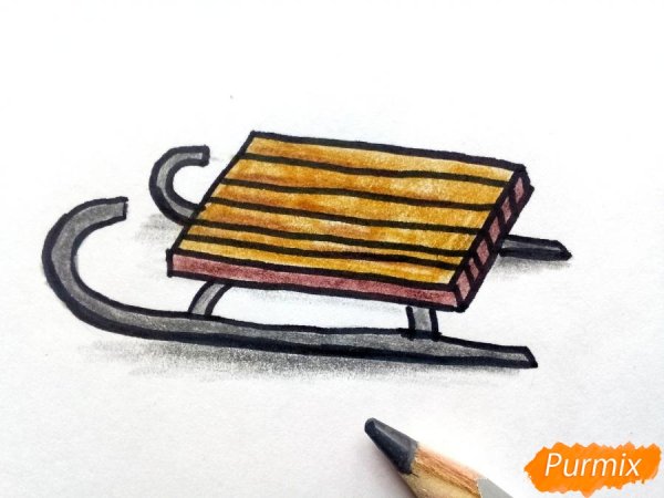 Сани нарисовать ребенку пошагово