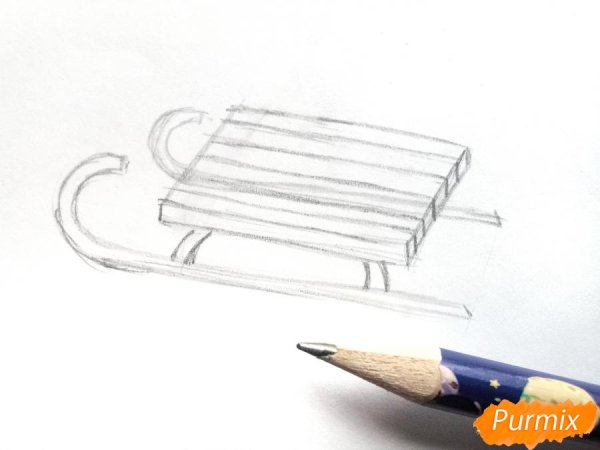 Санки рисунок карандашом