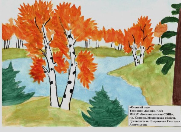 Рисунок осеннего леса для детей