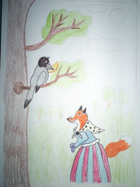 Иллюстрация к басне Крылова ворона и лисица 3 класс