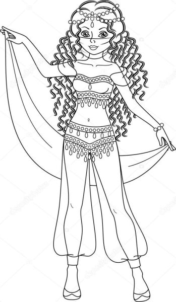 Принцесса Жасмин для срисовки