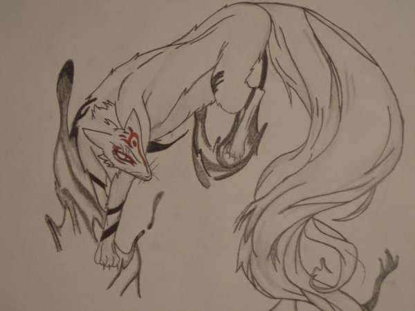 Кицунэ рисунок карандашом