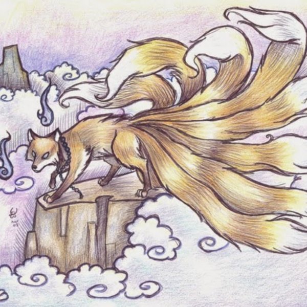 Кицунэ арт карандашом