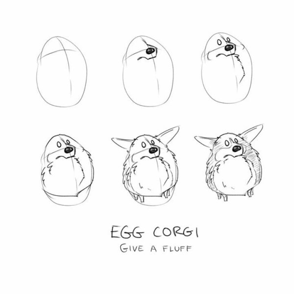 Корги рисунок пошагово