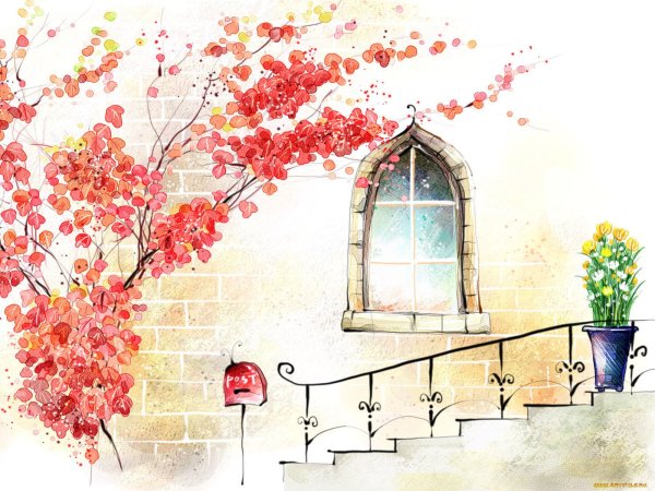 Рисунок на стене природа