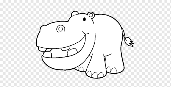 Арт раскраска Бегемот для детей