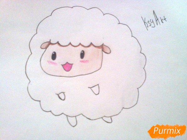 Легкий рисунок овечки и милый