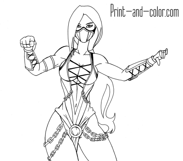 Раскраски мортал комбат Китана