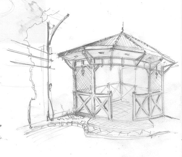 Беседка рисунок карандашом