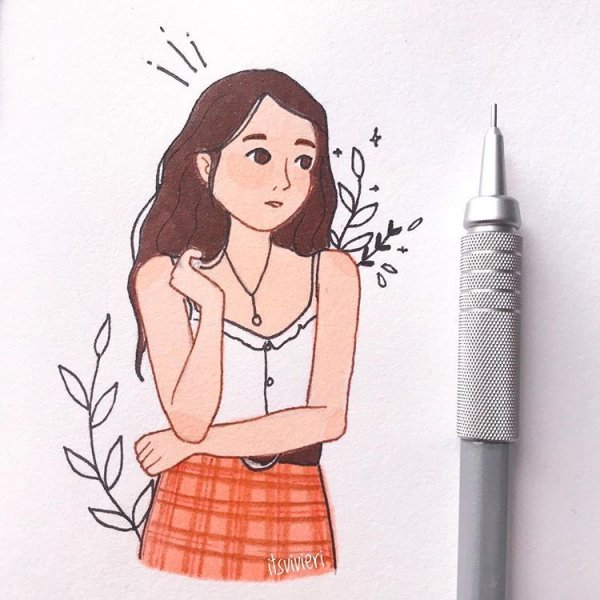 Рисунки маркерами легкие девочки