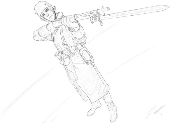 Современный солдат карандашом