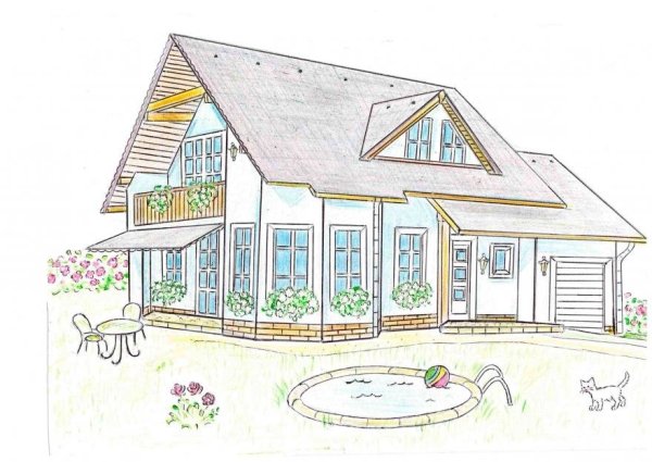 Домик рисунок карандашом