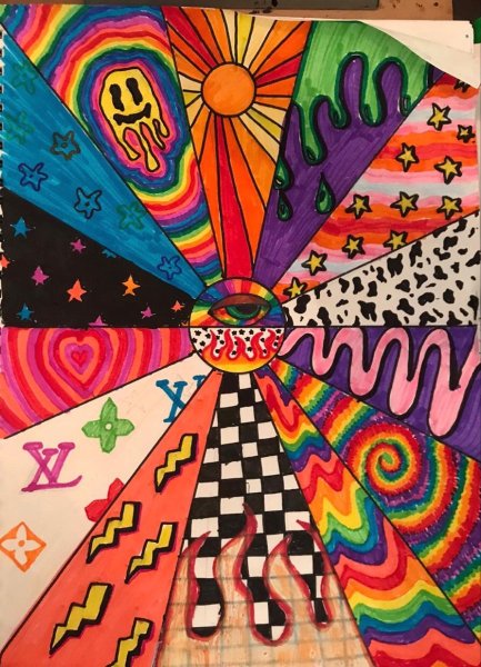 Рисунок смайлик разноцветный