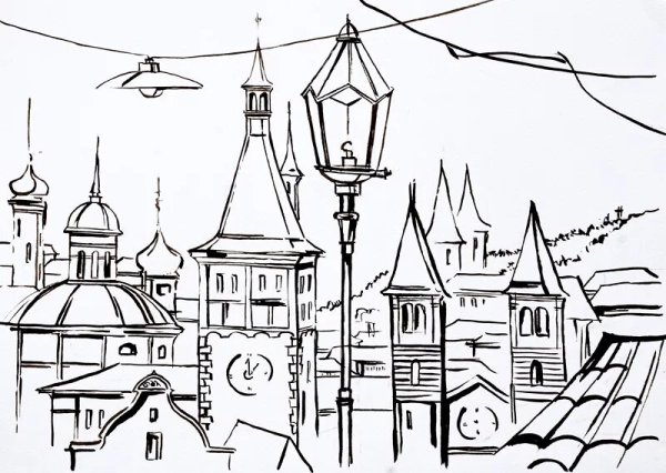 Эскиз старинного города