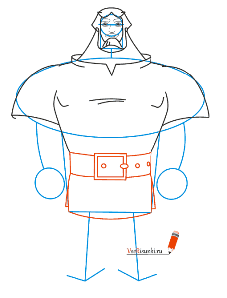 Богатырь Илья Муромец поэтапно