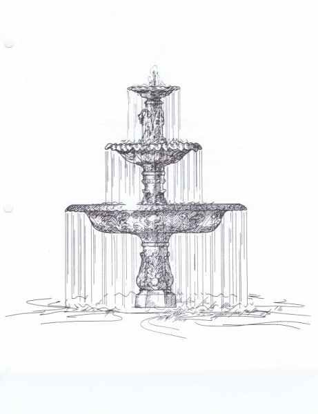 Фонтан карандашом