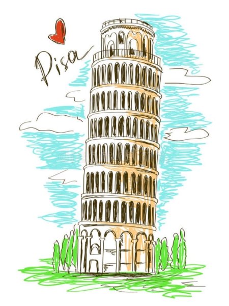 Как нарисовать Пизанскую башню