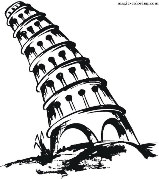 Пизанская башня рисунок для детей