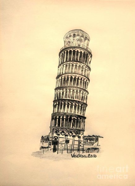 Пизанская башня детский рисунок