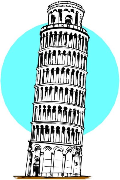 Семь чудес света Пизанская башня рисунок