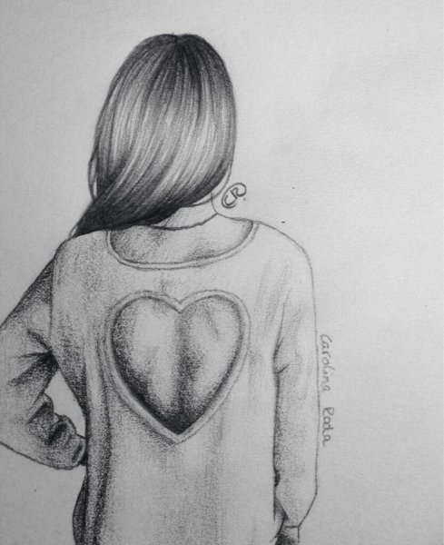 Девушка со спины для срисовки