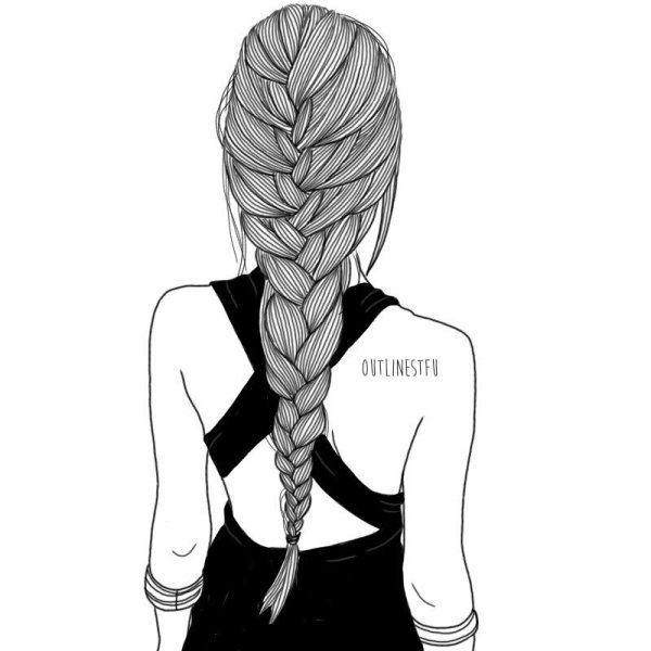 Рисунок девушки сзади легкий