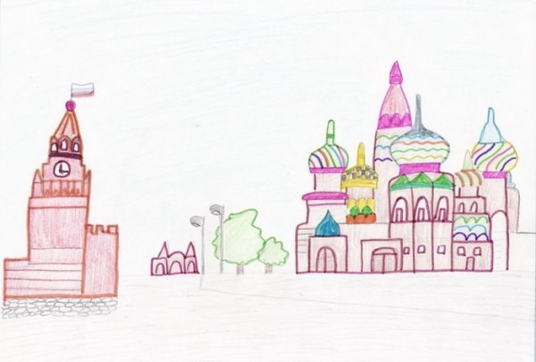 Кремль рисунок для детей карандашом