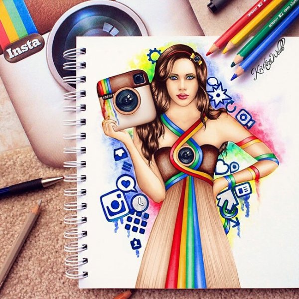 Нарисованные девочки в стиле приложений